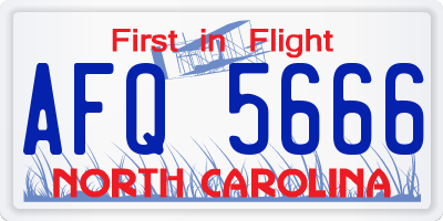 NC license plate AFQ5666