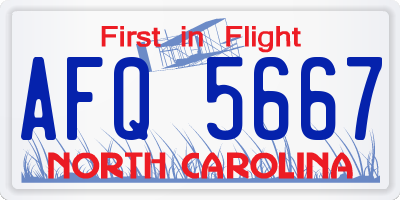 NC license plate AFQ5667