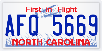NC license plate AFQ5669