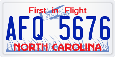 NC license plate AFQ5676