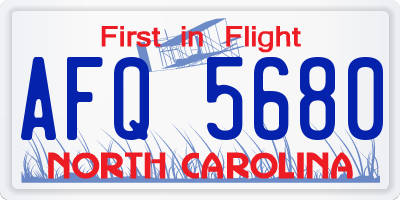 NC license plate AFQ5680