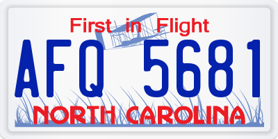 NC license plate AFQ5681