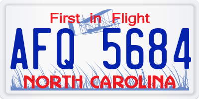 NC license plate AFQ5684