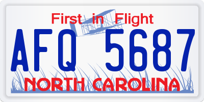 NC license plate AFQ5687