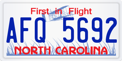 NC license plate AFQ5692