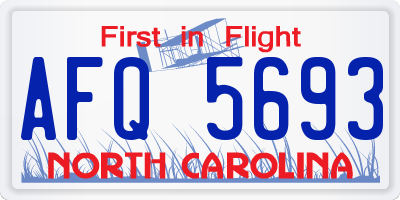 NC license plate AFQ5693