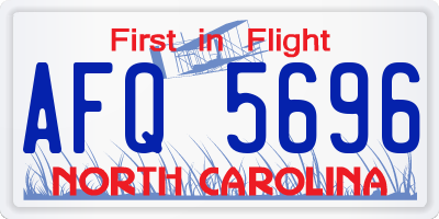 NC license plate AFQ5696