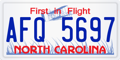 NC license plate AFQ5697