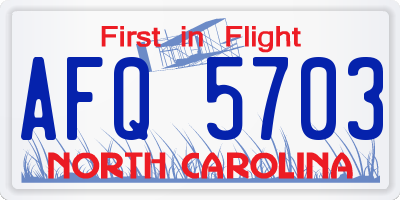 NC license plate AFQ5703