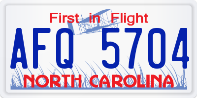 NC license plate AFQ5704