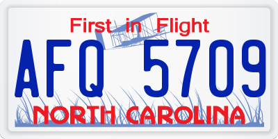 NC license plate AFQ5709