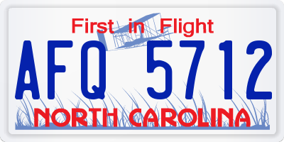 NC license plate AFQ5712
