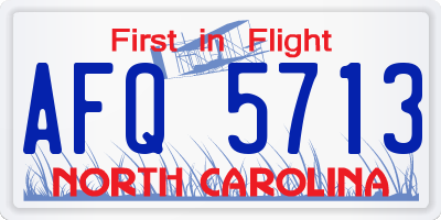 NC license plate AFQ5713