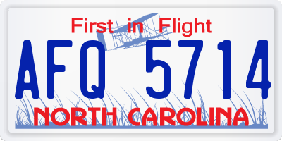 NC license plate AFQ5714