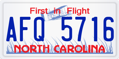 NC license plate AFQ5716