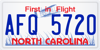 NC license plate AFQ5720