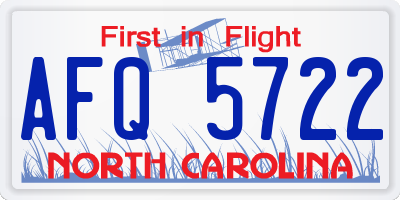 NC license plate AFQ5722