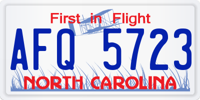 NC license plate AFQ5723