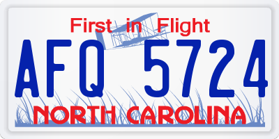 NC license plate AFQ5724