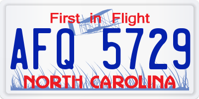 NC license plate AFQ5729