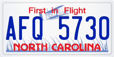 NC license plate AFQ5730