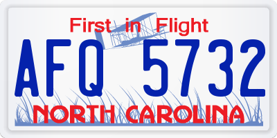 NC license plate AFQ5732