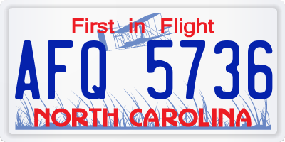 NC license plate AFQ5736