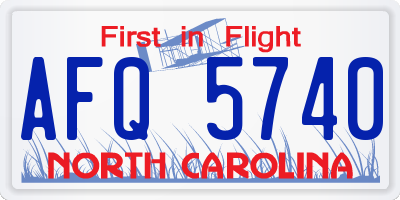 NC license plate AFQ5740