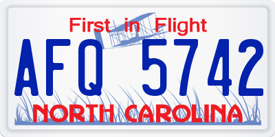 NC license plate AFQ5742