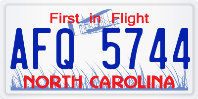 NC license plate AFQ5744