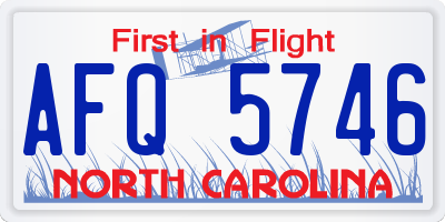 NC license plate AFQ5746