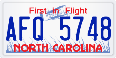 NC license plate AFQ5748
