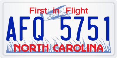 NC license plate AFQ5751