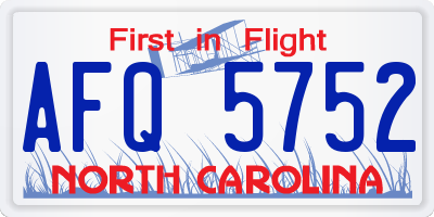 NC license plate AFQ5752