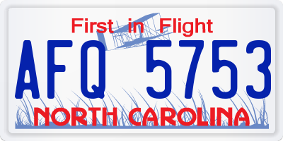 NC license plate AFQ5753