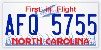 NC license plate AFQ5755