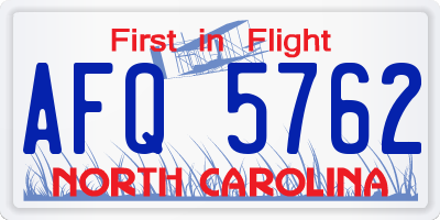 NC license plate AFQ5762