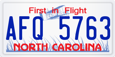 NC license plate AFQ5763
