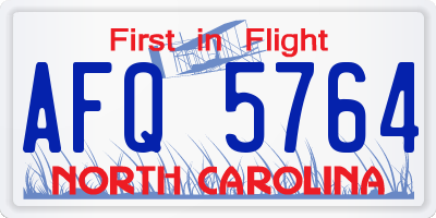 NC license plate AFQ5764