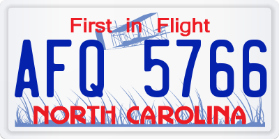 NC license plate AFQ5766
