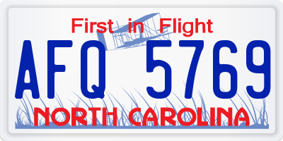 NC license plate AFQ5769