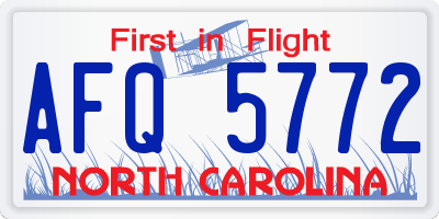 NC license plate AFQ5772