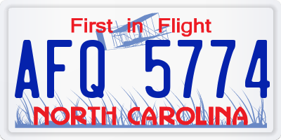 NC license plate AFQ5774