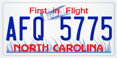 NC license plate AFQ5775