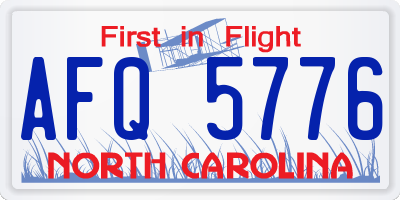 NC license plate AFQ5776