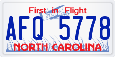 NC license plate AFQ5778