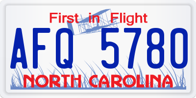 NC license plate AFQ5780