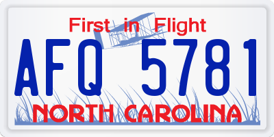NC license plate AFQ5781