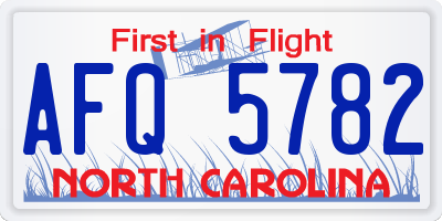 NC license plate AFQ5782
