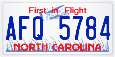 NC license plate AFQ5784
